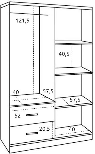 BRIANA Τετράφυλλη Ντουλάπα 120x42.5x180.5cm