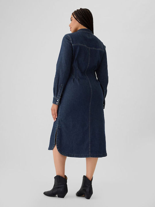Midi Hemdkleid Kleid Dark Wash