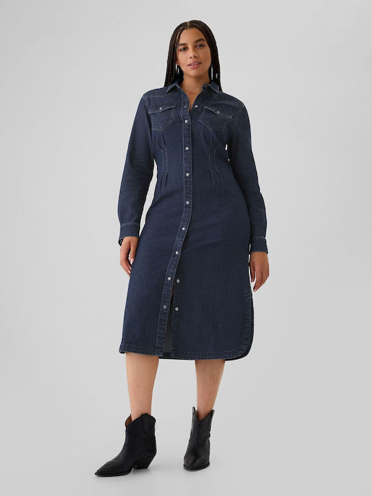 Midi Hemdkleid Kleid Dark Wash