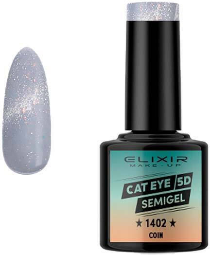 Elixir Semigel Хибриден Лак за Нокти Light Silver 1402 Котешко око 8мл 1бр