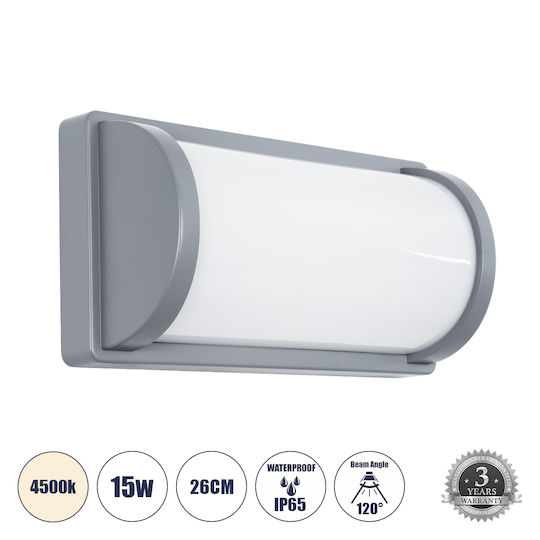 GloboStar Celestial Επιτοίχια Εξωτερική Πλαφονιέρα LED IP65 15W με Φυσικό Λευκό Φως 26x9x13.5εκ.