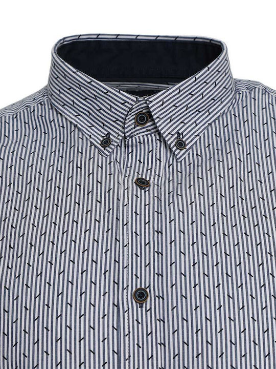 Double Men's Shirt Long Sleeve Cotton Blue