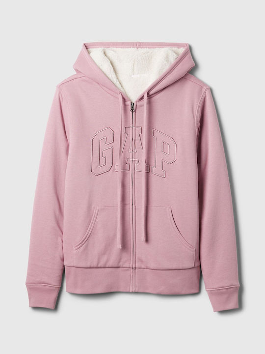 GAP Logo Women's Long Hooded Cardigan Lilas Pink