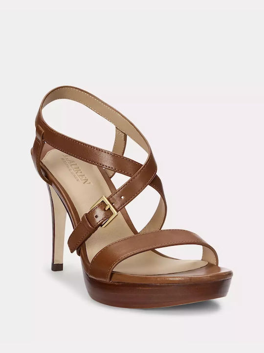 Ralph Lauren Leather Women's Sandals Tabac Brown