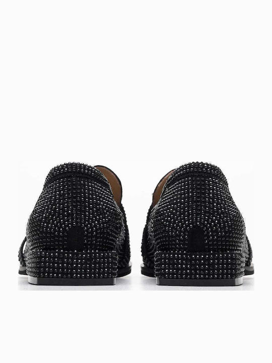 Leder Damen Loafers in Schwarz Farbe
