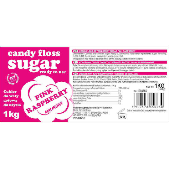 Rosa Zuckerwatte-Zucker mit Himbeergeschmack 1kg
