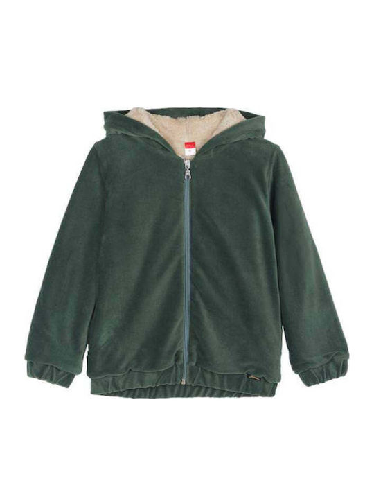 Kinderstrickjacke Pelz mit Kapuze Kaffee