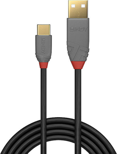 Lindy Anthra Line USB 2.0 Cable USB-C male - USB-A Μαύρο 3m 36888