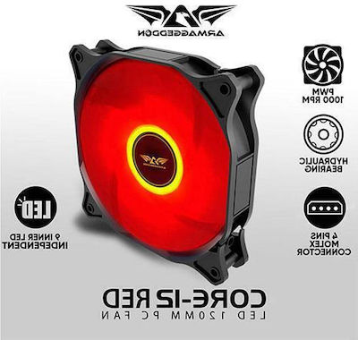 Armaggeddon CORE12-R Ventilator Carcasă 120mm cu Iluminare Roșu și Conexiune Molex cu 4 pini 1buc