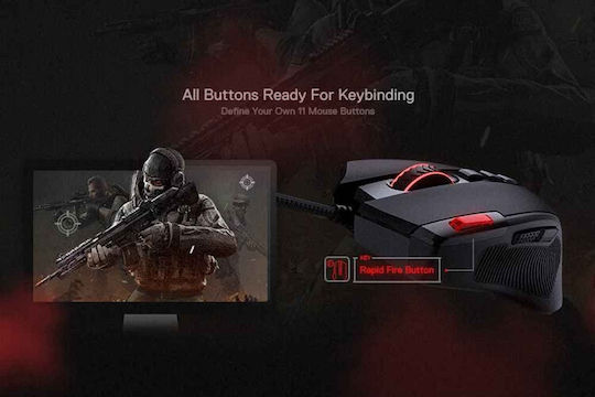 Redragon M612 Predator RGB Gaming Ποντίκι 8000 DPI Μαύρο