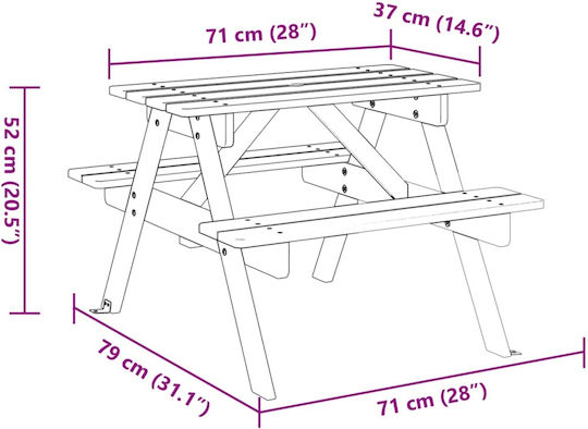 vidaXL Kleiner Tisch Braune für 3+ Jahre alt