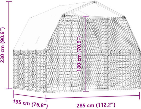 vidaXL Metal Dog Park 285x195x230cm Silver