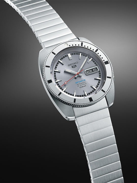 Seiko 5 Sports Ceas Bărbați 38.5mm Automat Cu Brățară Din Oțel Inoxidabil Gri