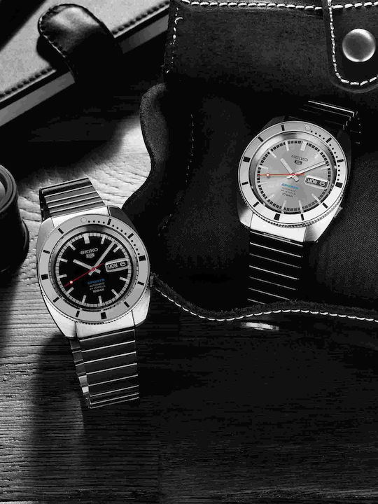 Seiko 5 Sports Ceas Bărbați 38.5mm Automat Cu Brățară Din Oțel Inoxidabil Gri