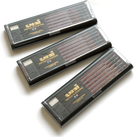 Uni Mitsubishi Star Bleistifte 12 Stück Radiergummi in Kunststoff-Geschenkbox 4902778000595 Minen 2B