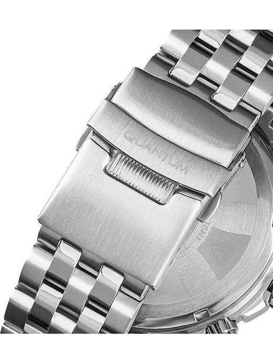 Quantum Men's Watch Chronograph Battery with Silver Metal Bracelet