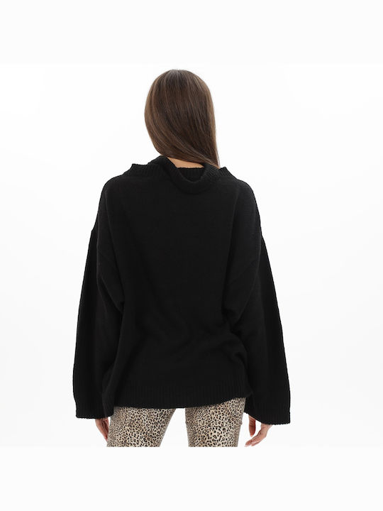 Staff Damen Langarm Pullover mit V-Ausschnitt Schwarz