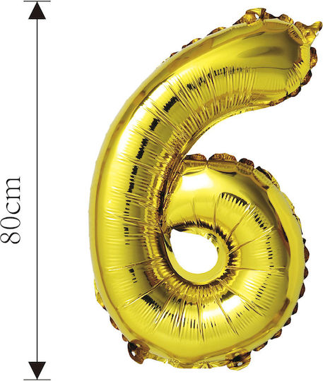 Foil Balloon Number 6 Gold 80cm 37589 Tpster