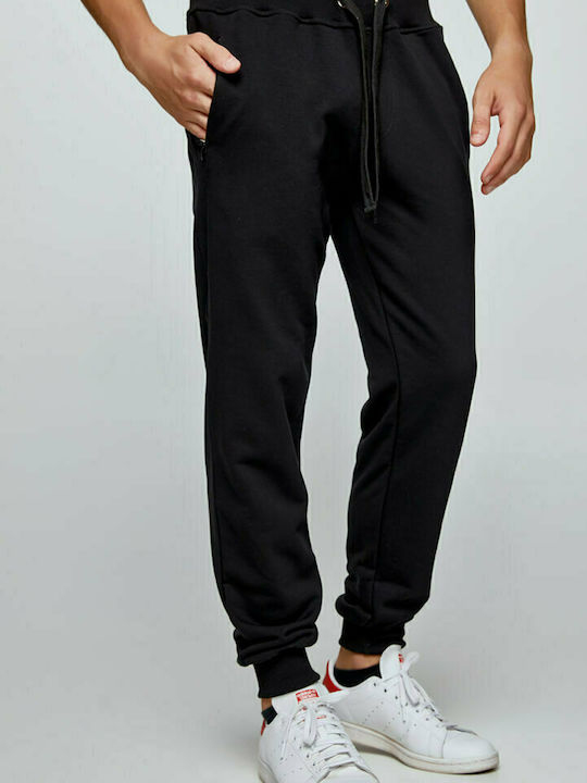 Three-strand Sweatpants with Elastic Black