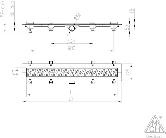 Chudej Stainless Steel Channel Floor with Length 85cm