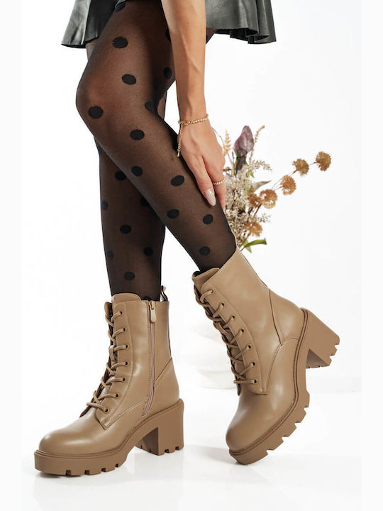 Beige Matte Kampfstiefel