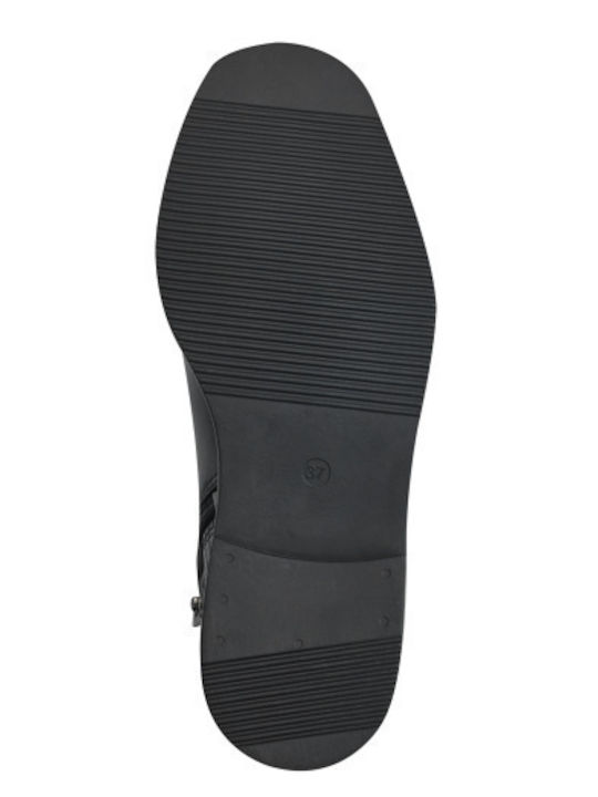Leder Stiefeletten Damen Schwarz