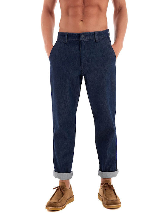 Authentic Men's Jeans Pants with Regular Straight Fit Dark Indigo