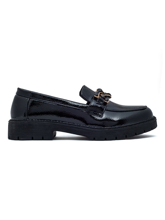 Laura Virgili Patent Leather Women's Moccasins in Black Color