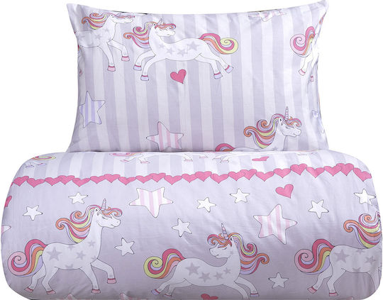 Lino Home Комплект чаршафи Единично Памучни Люляк 170x260см 2бр