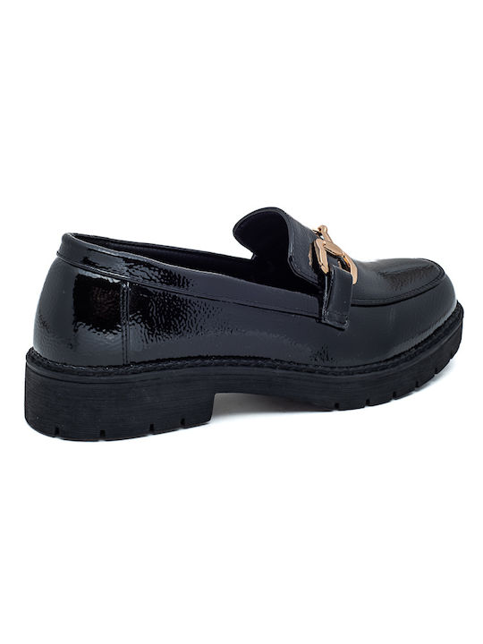 Laura Virgili Patent Leather Women's Moccasins in Black Color