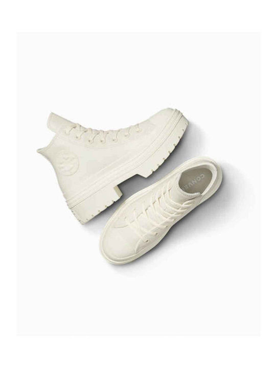 Lugged Heel Boots Off White
