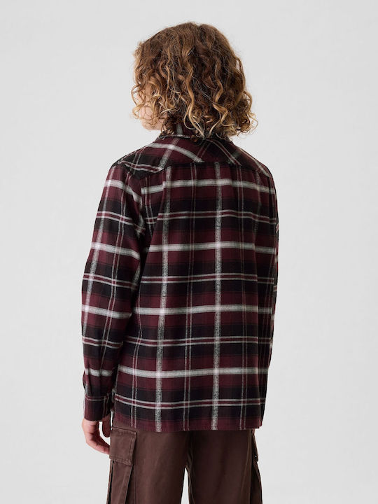 Παιδικό Καρό Πουκάμισο Μακρυμάνικο burgundy Flannel