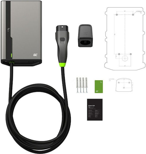 Green Cell Montat pe perete Stație de încărcare pentru mașini electrice 22kW cu Cablu încorporat Tipul 2 (EVGC021A2275)