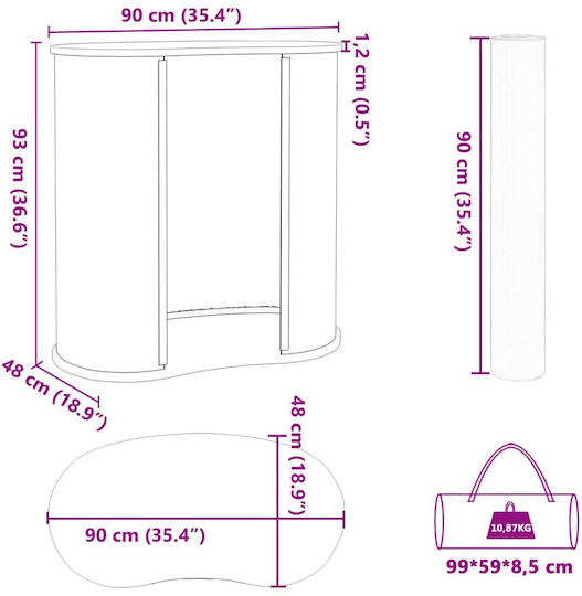 Tejghea pliabilă pentru târguri 90x48x93cm Lemn 4015794 Alb