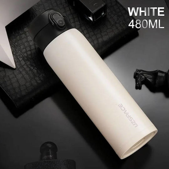 Uzspace Thermos Stainless Steel Bottle 480ml 4076-white