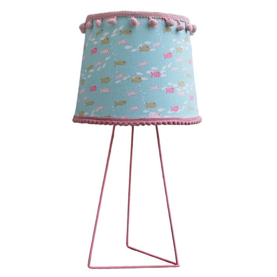 Oxygen Детско Осветително Тяло Странична Настолна Лампа Little Pink Fish Светлосиньо 15x13x20см