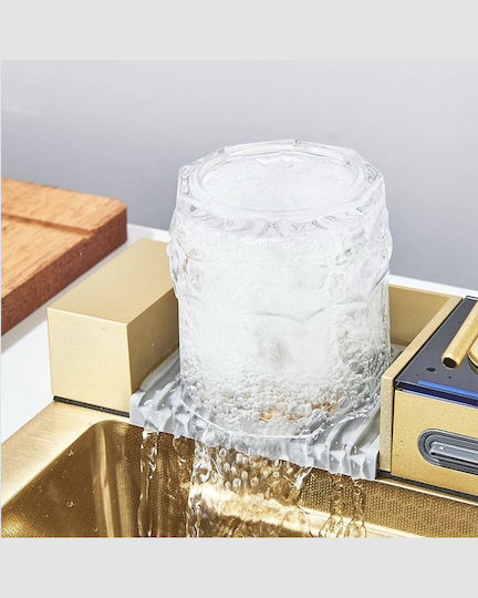 Naron Nr5521bg Drop-In Kitchen Sink Inox Brushed with Faucet L75xW46cm Gold