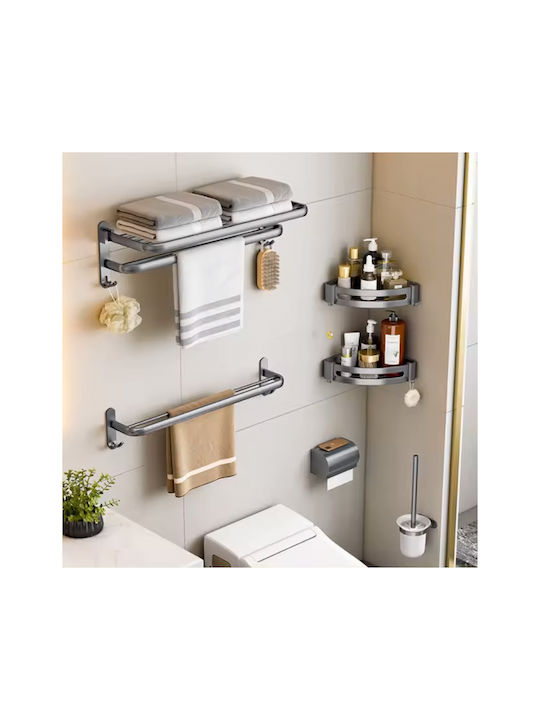 Keskor Ράγα Μπάνιου Διπλή Επιτοίχια με Βίδες Ασημί