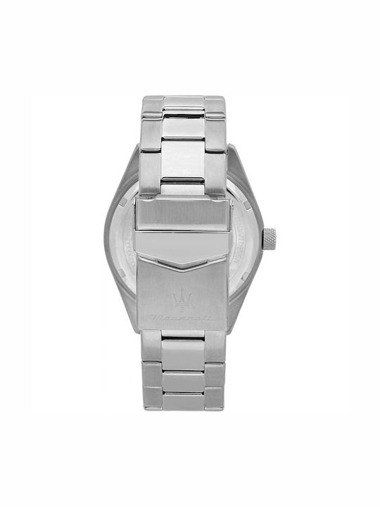 Maserati Ανδρικό Ρολόι 43mm Μπαταρίας με Ασημί Μεταλλικό Μπρασελέ