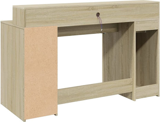 Γραφείο Ξύλινο Sonoma Δρυς με LED & USB θύρες 140x55x91εκ.
