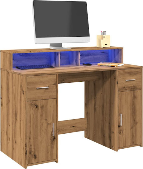 Desk Wooden Artisan Oak with LED & USB ports 120x55x91cm