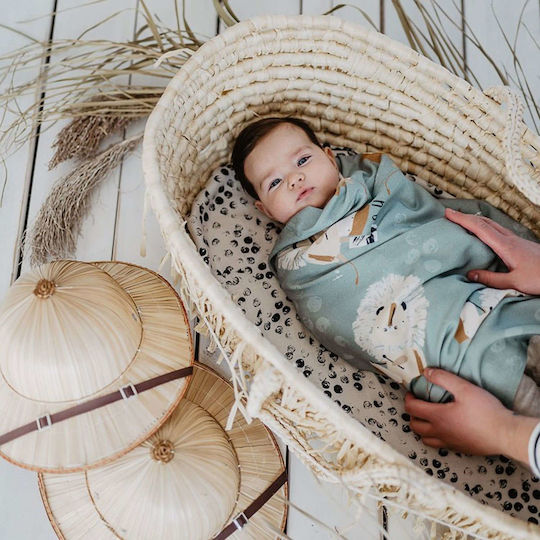 La Millou Pique Swaddle Wrap Magnolies Green 100x120cm.
