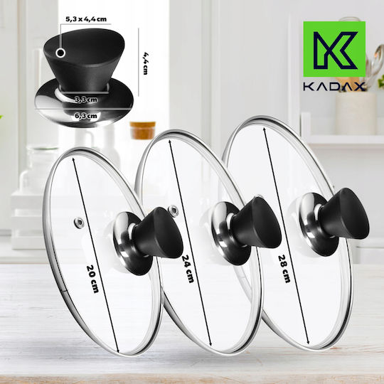 Kadax Capac Pentru Oală Din Sticlă 28cm 3 Bucăți 31561