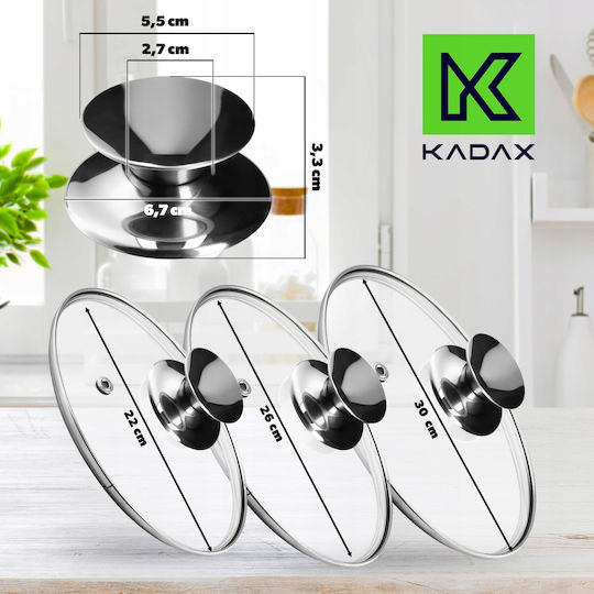 Kadax Καπάκι για Κατσαρόλα Γυάλινο 30cm 3τμχ 31568