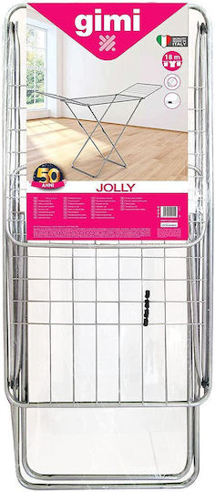 Gimi Jolly Πτυσσόμενη Απλώστρα Δαπέδου Μεταλλική Ασημί-Κόκκινο με Μήκος Απλώματος 18m