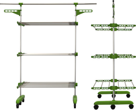 Herzberg Metallic Folding Floor Clothes Drying Rack White with Hanging Length 20m