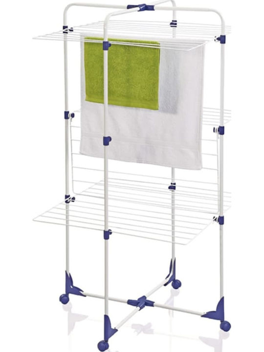 Leifheit Tower 270 Folding Floor Clothes Drying Rack made of Aluminum with Wheels with Hanging Length 27m