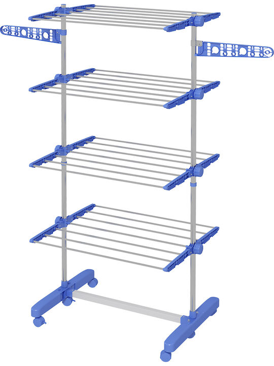 HomCom Stainless Steel Folding Floor Clothes Drying Rack with Hanging Length 6.48m