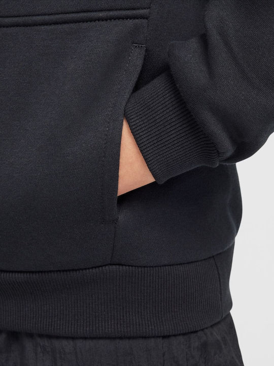 Fleece Παιδικό Φούτερ με Κουκούλα και Τσέπες Μαύρο Sportswear