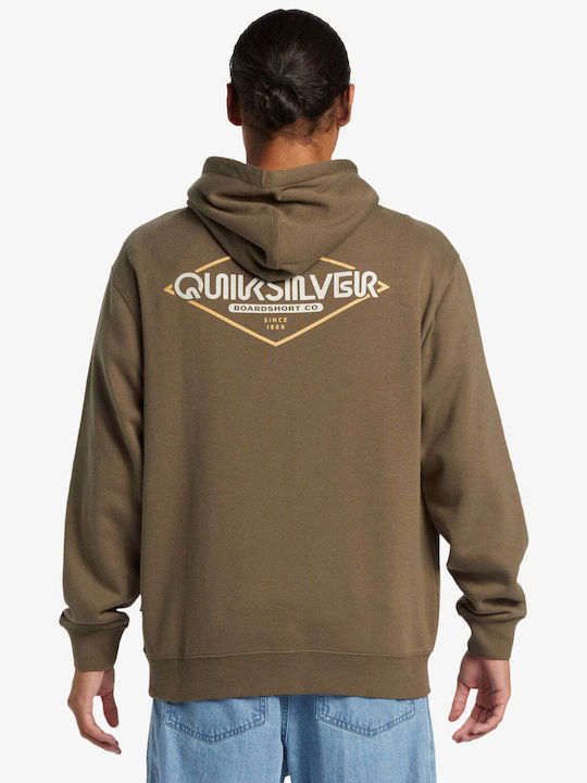 Quiksilver Men's Sweatshirt with Hood and Pockets Canteen